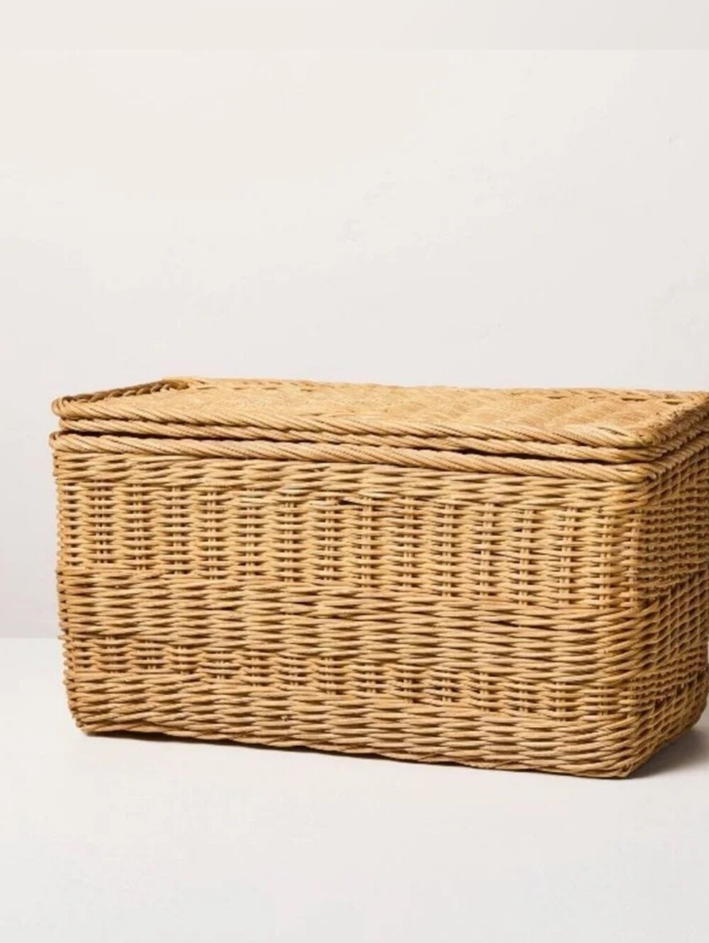 Hearth & Hand w/ Magnolia 8x8x15 Rattan Basket with Lid Lidded Medium